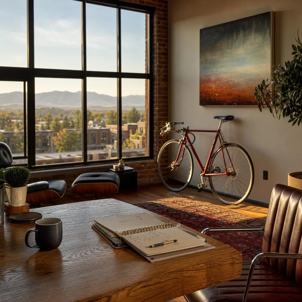 Contemporary Fort Collins loft with thesis notebooks
