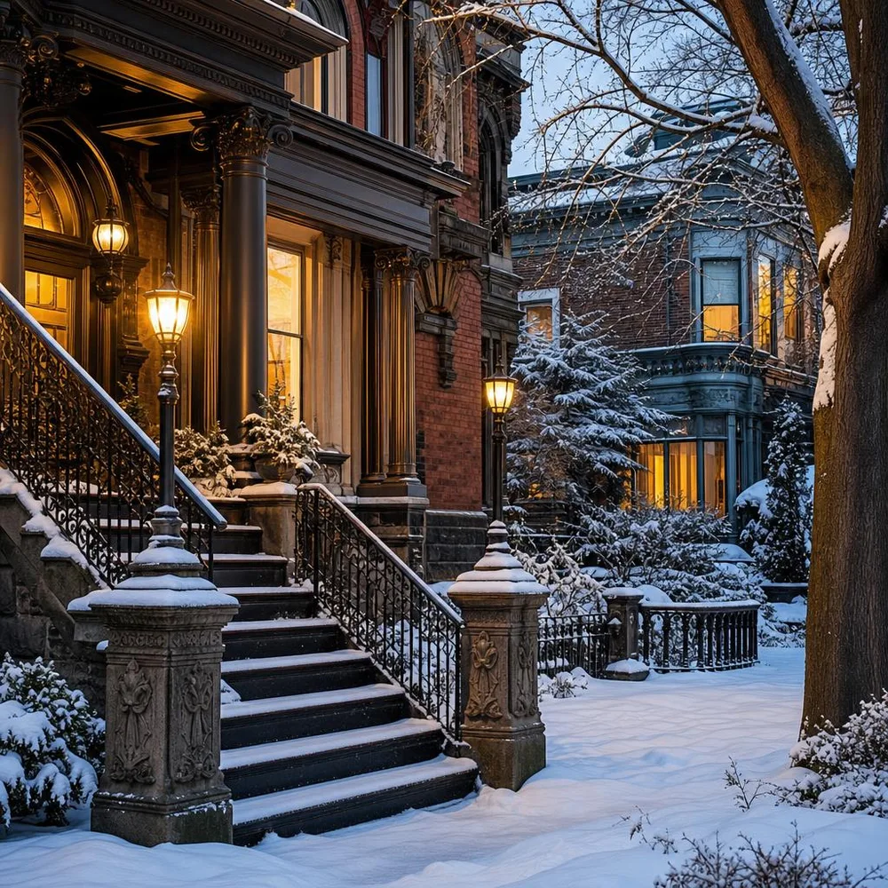 Buffalo porch with freshly cleared steps