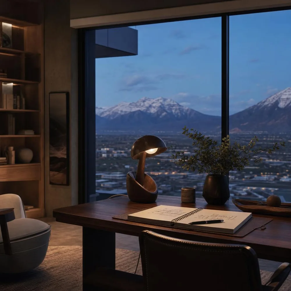 Provo apartment study overlooking mountains